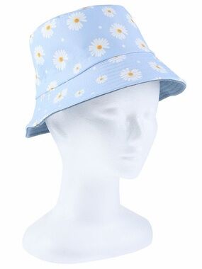 Girl’s Light Blue Daisy Reversable Bucket Hat S 4-16